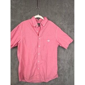 CHAPS Mens Pink Short Sleeve Button Down Shirt Easy Care Size‎ M